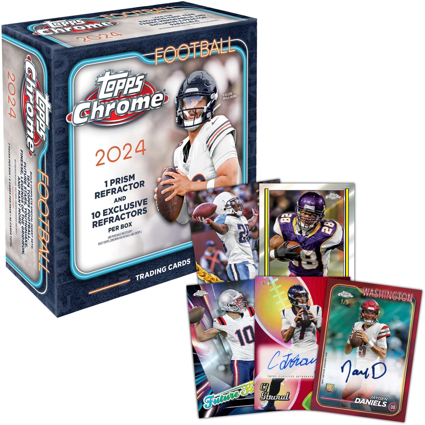 2024 Topps Chrome Football Cards Factory Sealed Mega Box