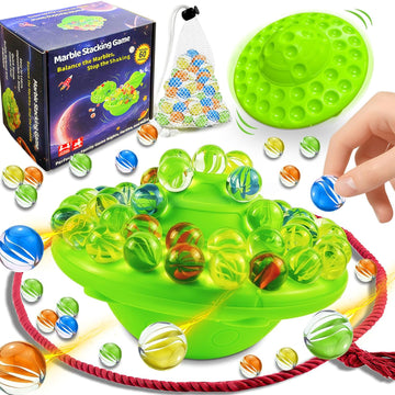 Marble Balance Board Game With 60 Glass Marbles & Storage Base - Fun Family Board Game For Adults, Party Game For 1-4 Players |