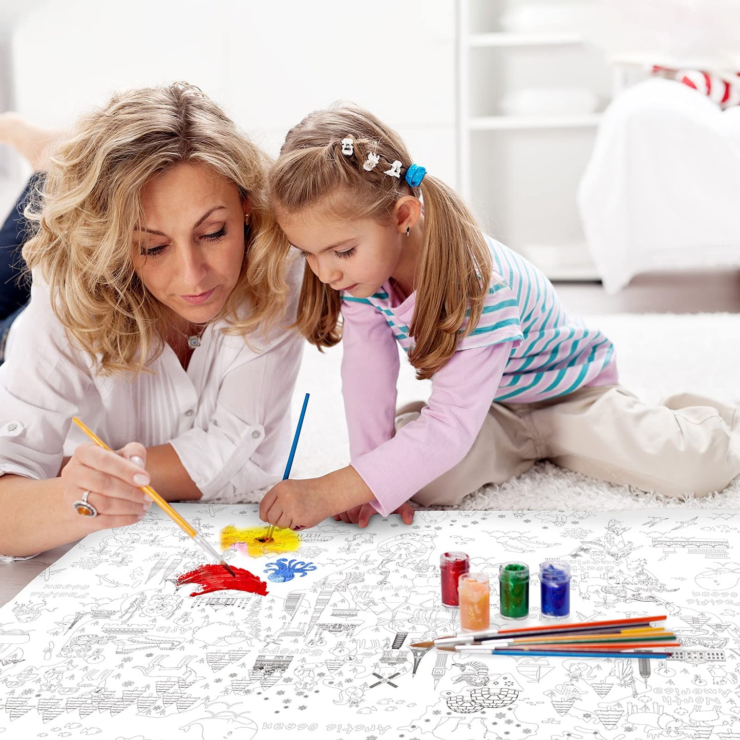 Outus Giant Coloring Poster/Tablecloth Jumbo World Map Large Coloring Book Huge Tablecloth Education Poster for Classroom Home B