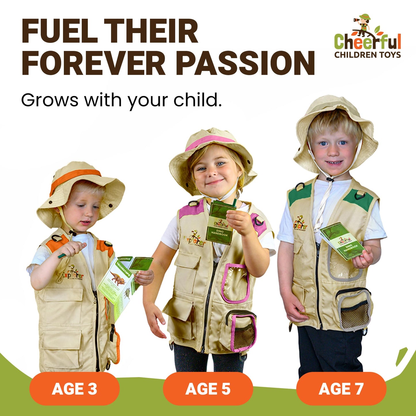 Cheerful Children Toys enhanced Quality Bug Catching Kit - 19 Pcs Kids Explorer Kit - 4-6 Kids Adventure Kit Include Safari Vest  Hat & Extra Sturdy Accessories - Ideal Educational Gift - Learn & Play
