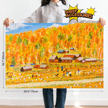 Momibook Puzzles For Adults 1000 Piece Jigsaw Puzzles Of Autumn In The Mountains And Wilderness, Fall Painting Image Challenging