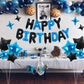 TONIFUL 35PCS Black Blue Birthday Decorations Kit - 16 Inch Happy Birthday Balloon Banner & Star Balloons for All Ages
