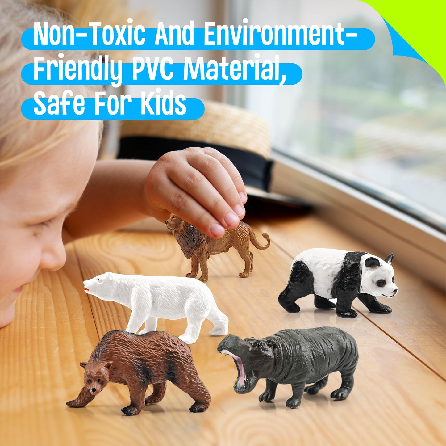 15 Wild Animal Figurines for Kids  Plastic Safari Animal Toys Tiny Portable Jungle Creature Figures Playset Montessori Toys Educational Game for Homeschool Preschool Toddler Kids