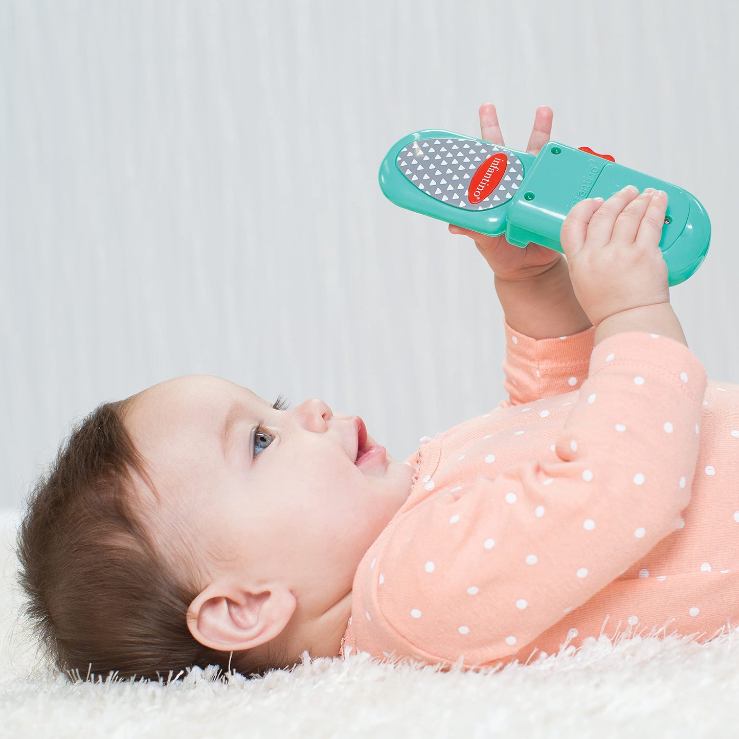 Infantino Flip And Peek Fun Phone: Bilingual With 3 English & 3 Spanish Phrases, Sounds Effects For Engagement, Peek A Boo Mirror Inside, 2 Colors, Ages 3 Months +, Teal, 1 Count (Pack Of 1)