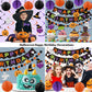 meowtastic Halloween Birthday Decorations - Happy Birthday Banner with Honeycomb Ball, Halloween Hanging Swirl Streamer, Circle