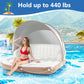Tangkula Giant Inflatable Pool Float for Adults, UPF50+ Sunshade, Ergonomic Design, Large, White and Brown, Model 10725-NP