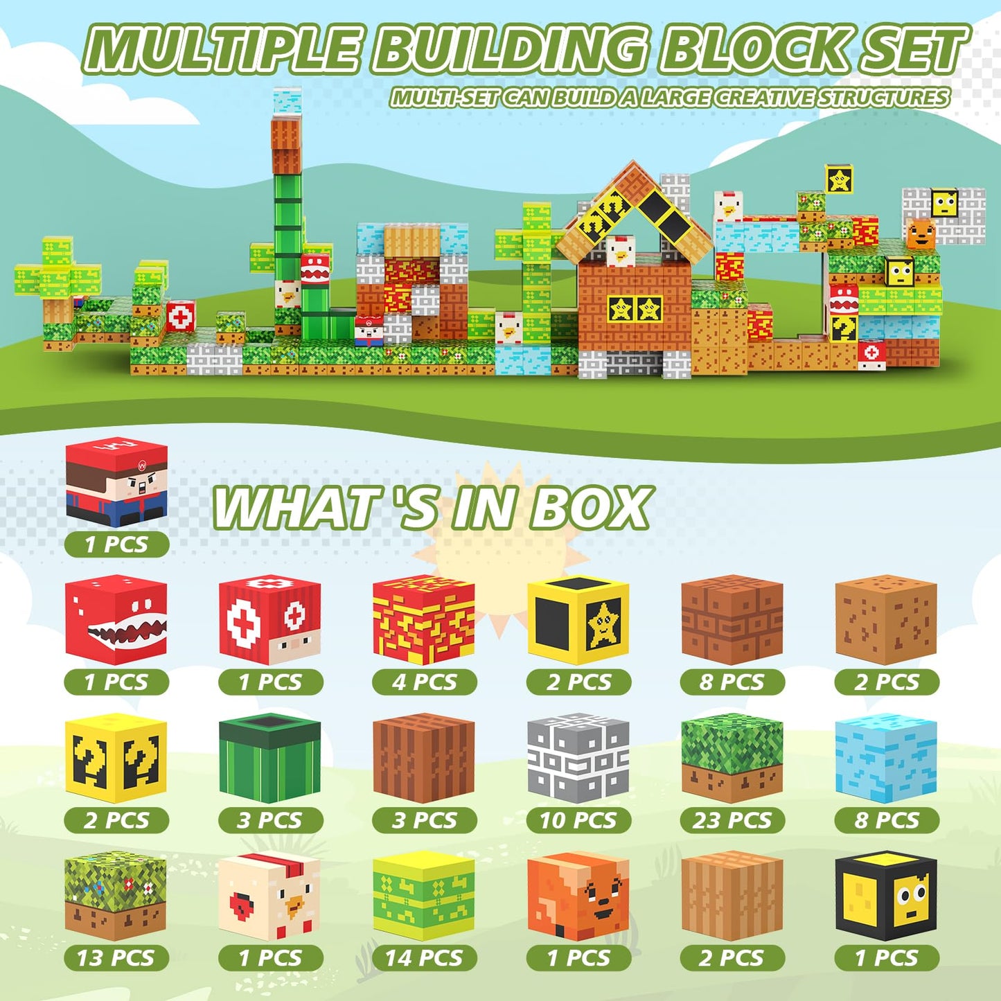 100Pcs Magnetic Blocks - Building Cube Game Toys For Kids Ages 3-5 4-8 8-12, Stem Sensory Toys For Boys & Girls 3+, Stacking Toy