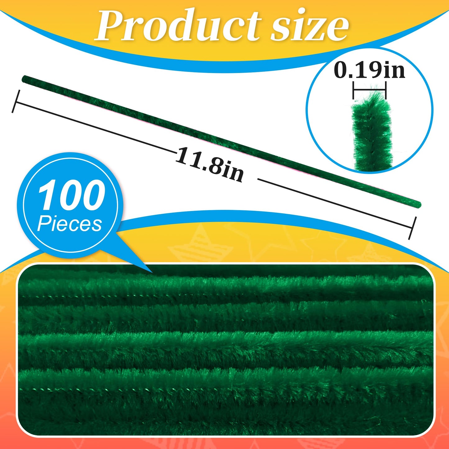 100PCS Dark Green Pipe Cleaners