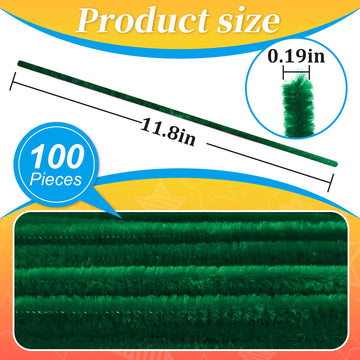 100PCS Dark Green Pipe Cleaners