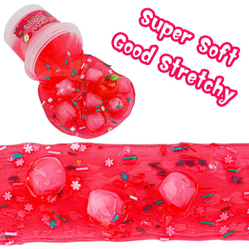 Christmas Stocking Stuffers For Kids, Apple Red Clear Slime, Crunchy Slime With Jelly Cube Slime Add-Ins, Slime Sensory Toys, Gi