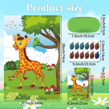 Hxezoc Pin The Tail On The Giraffe With 56 Pcs Tails Stickers, Large Giraffe Party Games Poster For Kids Animal Birthday Party School Classroom Carnival Party Supplies