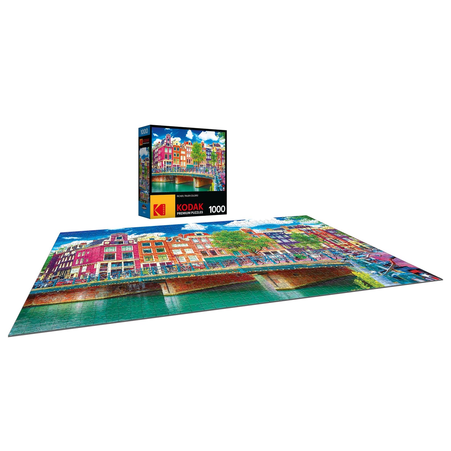 RoseArt 1000 Piece Jigsaw Puzzle - Colorful Waterfront Buildings, Amsterdam, Multi-colored, Model 8700ZZV
