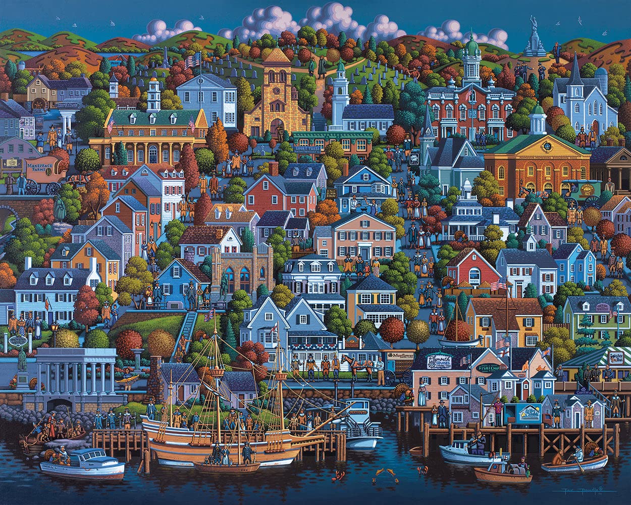 D·O·W·D·L·E Jigsaw Puzzle - Plymouth - 1000 Pieces - Blue Chip Board, Cardboard - Model 10290