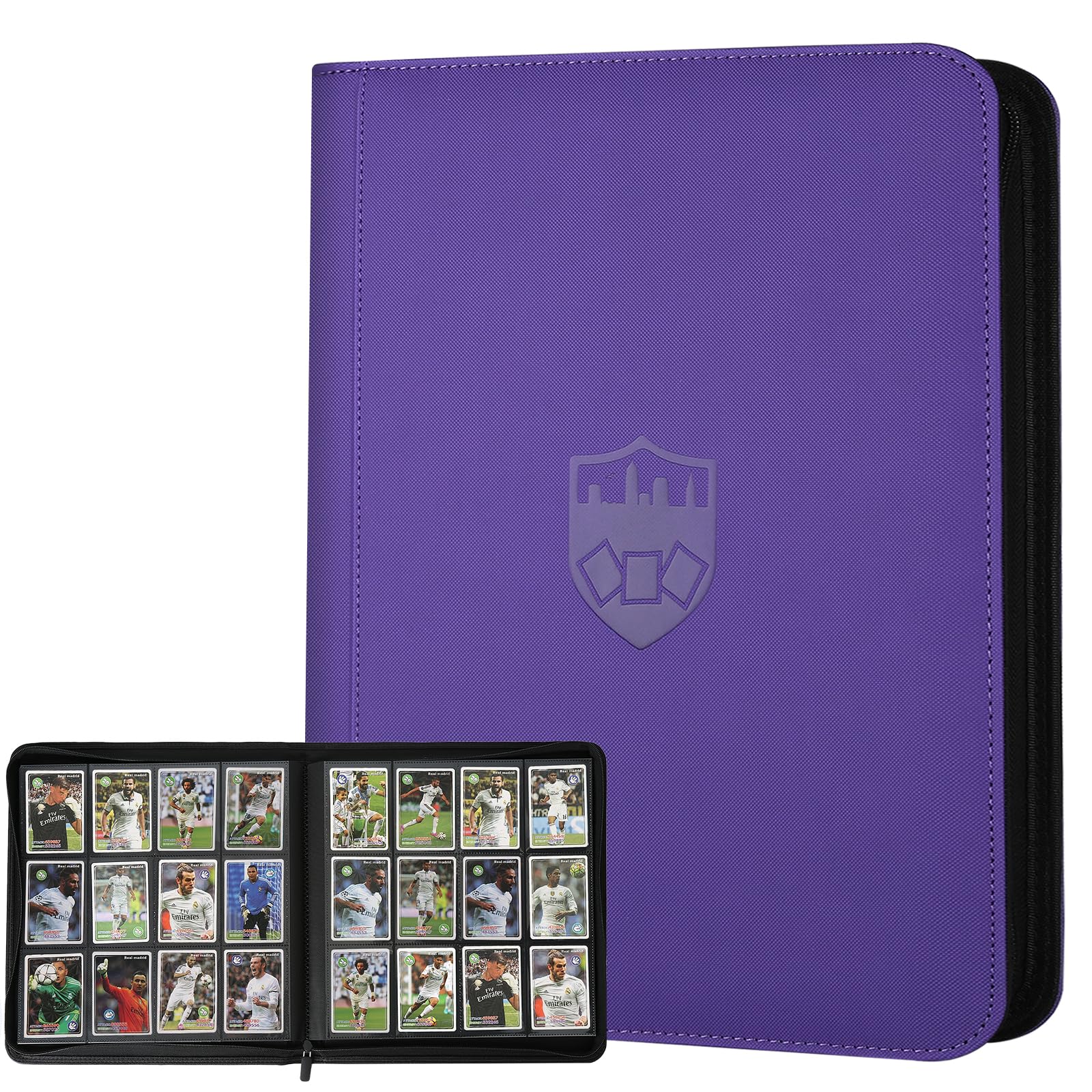 Trading Card Binder 12 Pocket  GERMUN PU Cover Card Binder for 720 Cards  enhanced Trading Card Holder Folders  Double Sided Pocket Card Album for MTG  TCG (Purple)