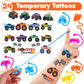 36PCS Monster Truck Party Favors - 24PCS Temporary Tattoos 12PCS Sticky Hands Perfect Birthday Supplies for Kids Stretchy Fidget