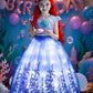 Gorkonpy Mermaid Costume Dress for Girls Light Up Princess Dresses Birthday Halloween Party Dress Up for Girls (7-8 Years)