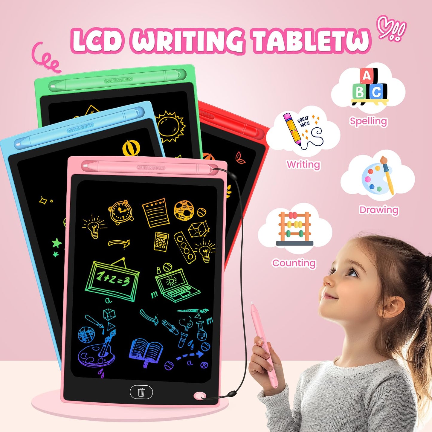 32 Pack LCD Writing Tablet for Kids - Erasable and Reusable Toddler Doodle Board in 8.5 inch, Ideal Drawing Pad for Learning Toy