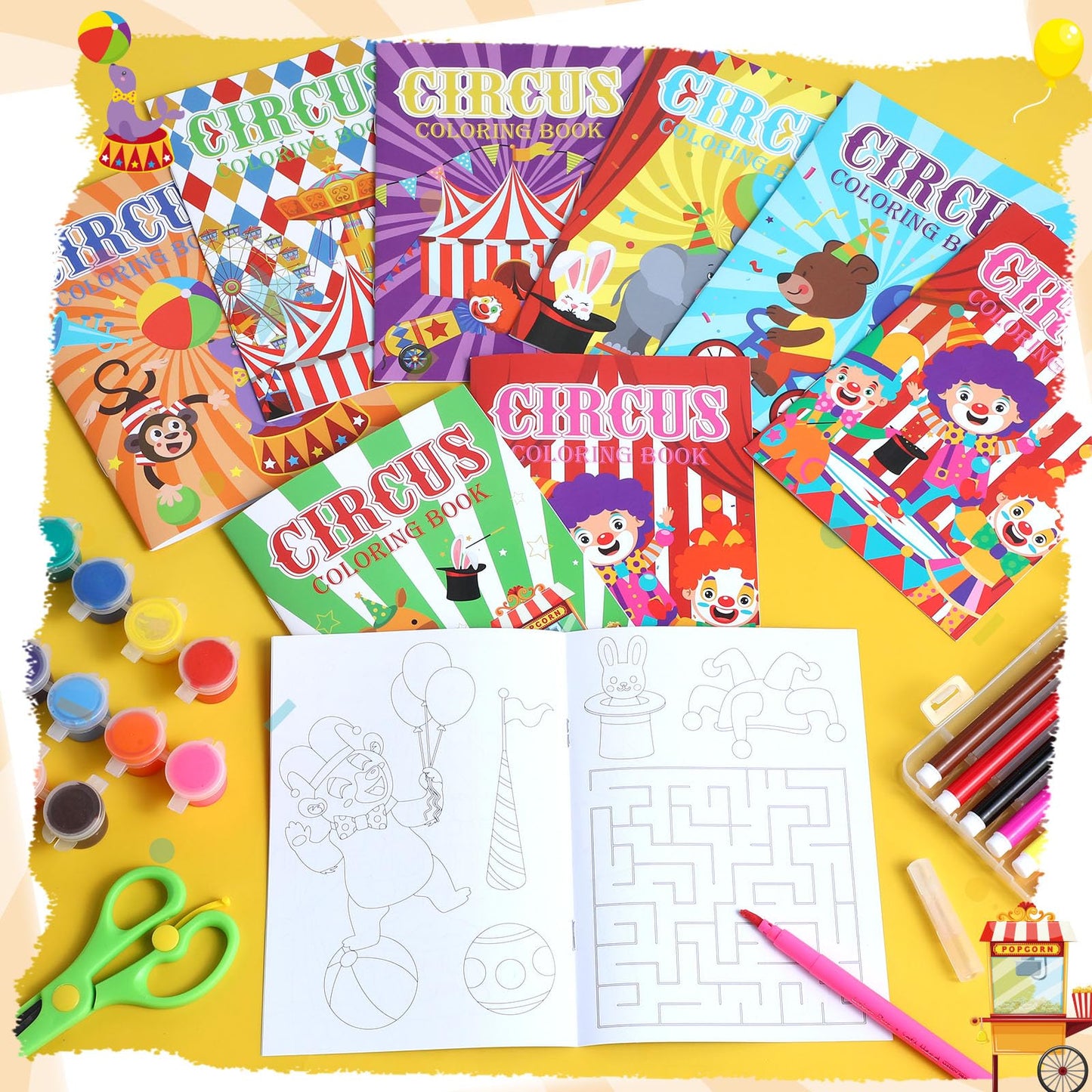 Faccito 24 Pcs Mini Circus Coloring Books Bulk Circus Painting Book Small Color Drawing Booklets DIY Drawing Activity Book Circu