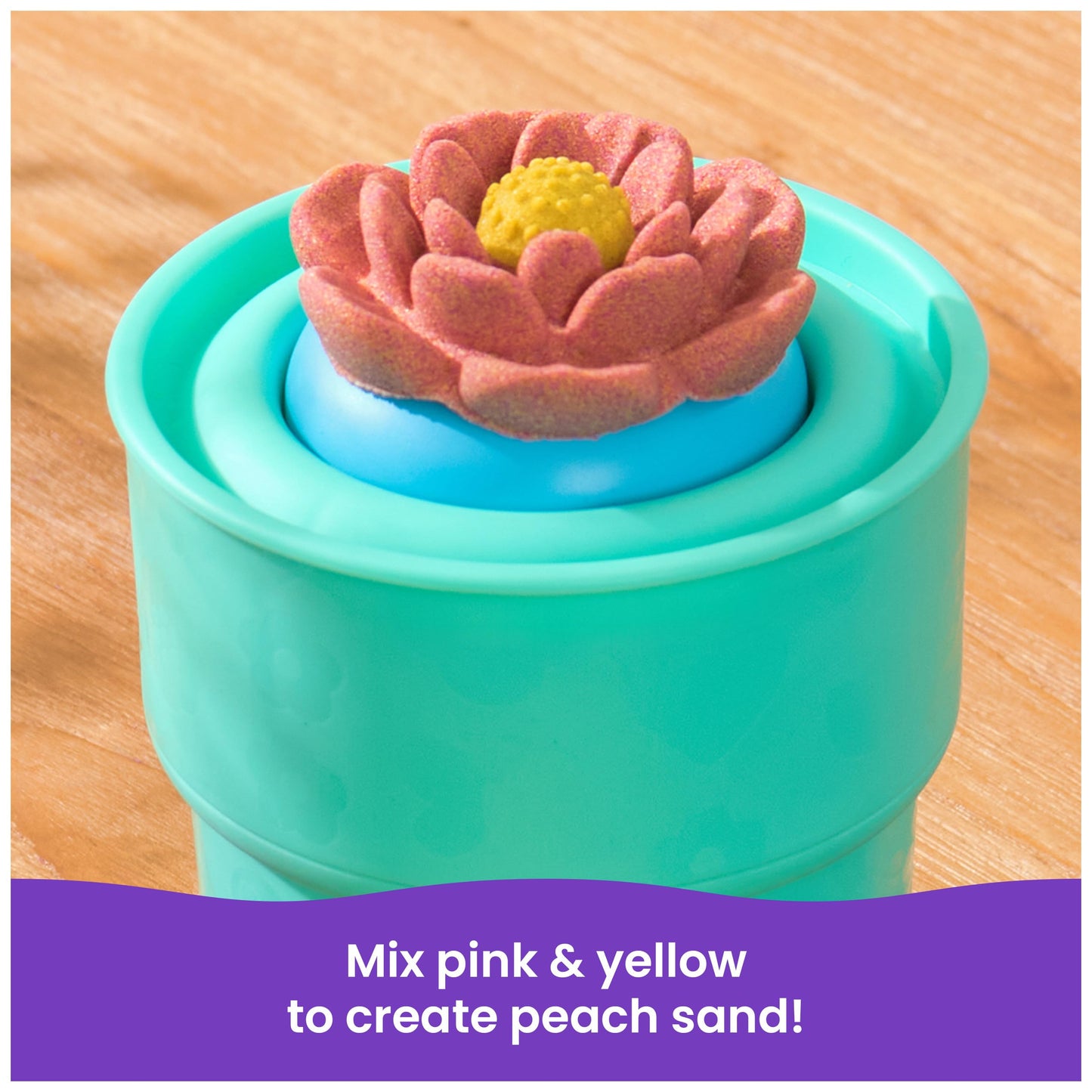 Kinetic Sand, SquishBlossom Blooming Flower with 8oz Neon Yellow & Pink Play Sand, Pot & Molds, Gifts for Mom & Kids, Arts and C