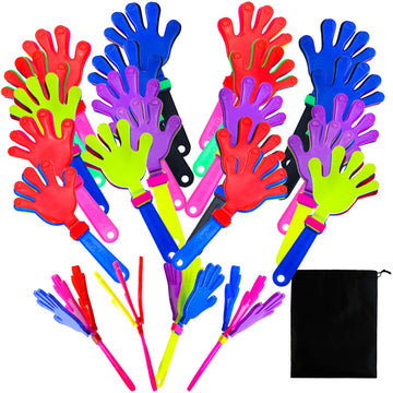 Resinta 24 Pieces Hand Clappers Plastic Noisemaker Noise Makers With Drawstring Bag For Fiesta Party Birthday Favors, 7.5 Inch