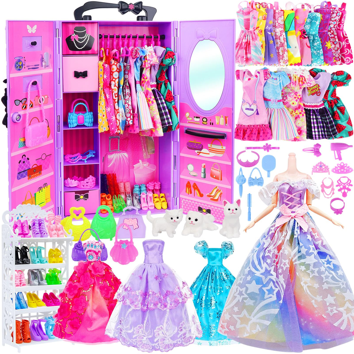 AK KYC 79 Pcs Doll Wardrobe Outfit Set for 11.5 Inch Dolls
