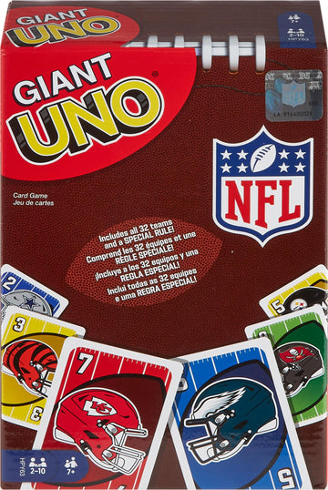 Mattel Games Giant UNO NFL Game for Kids, Adults & Family with Oversized Cards -Like New