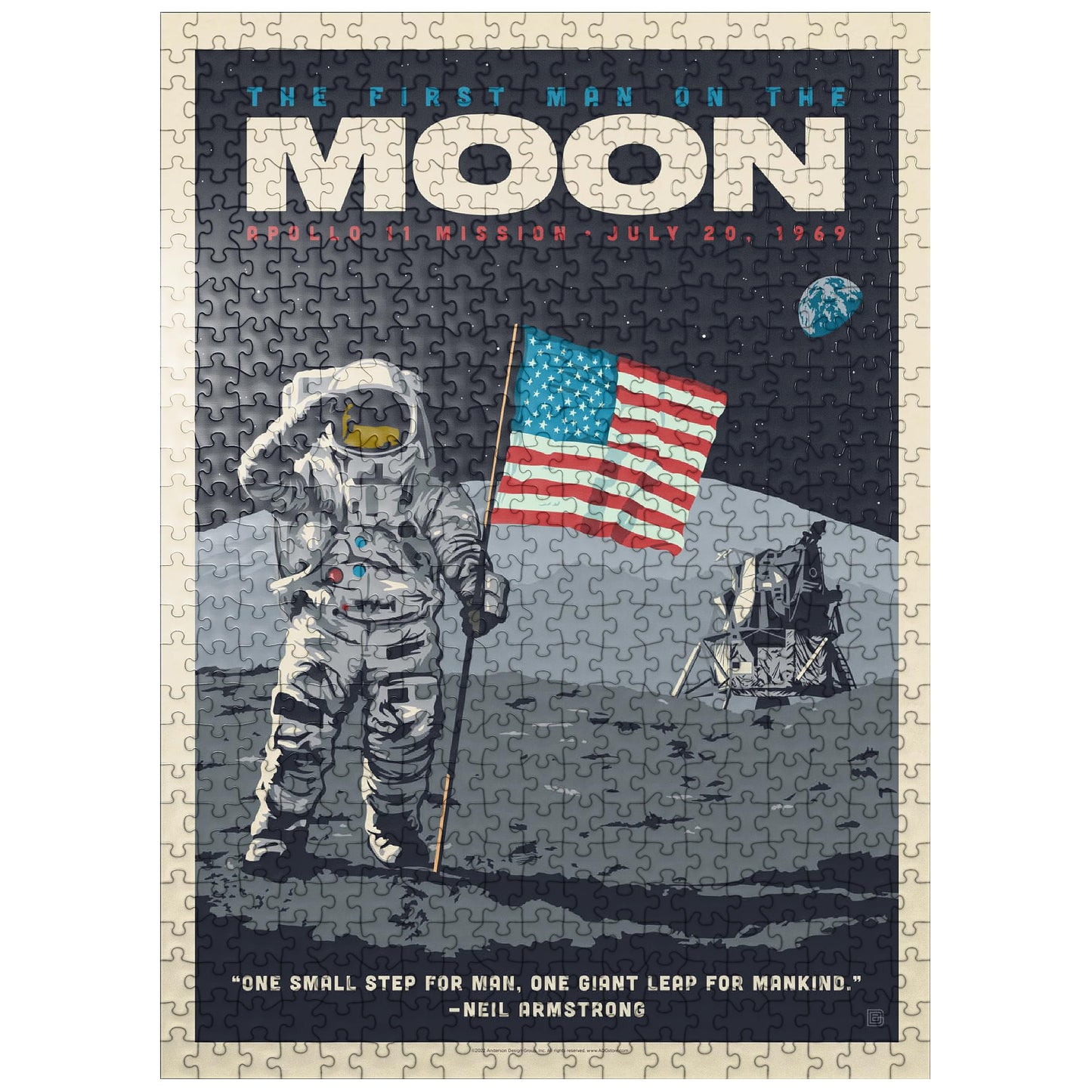 MyPuzzle NASA 1969: First Man On The Moon, Vintage Poster - Premium 500 Piece Jigsaw Puzzle for Adults