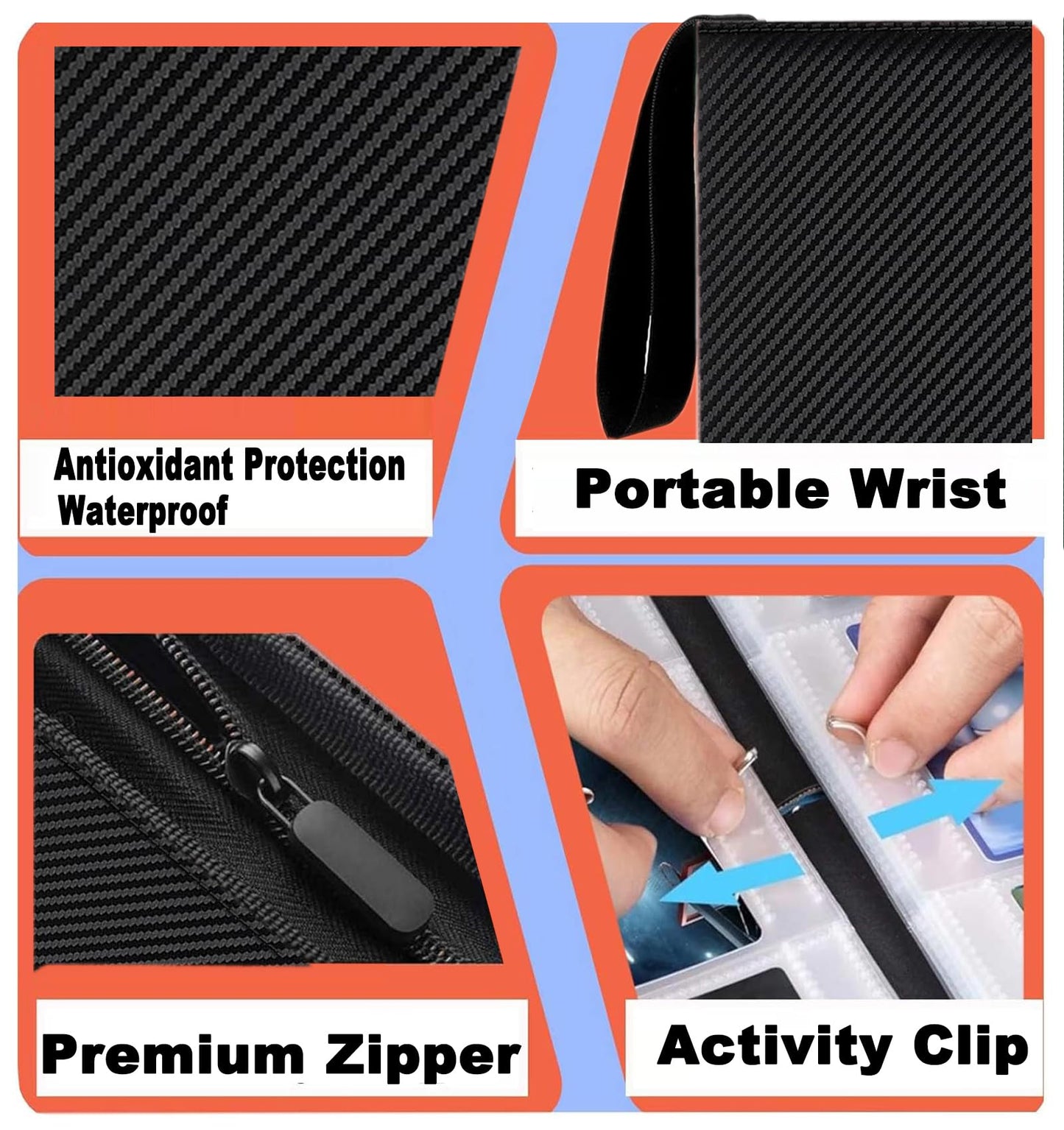 Card Binder 9 Pocket enhanced Zipper Trading Card Album 720 Cards Folders for Collectible MTG TCG Sports Cards Binder (Dark Black)