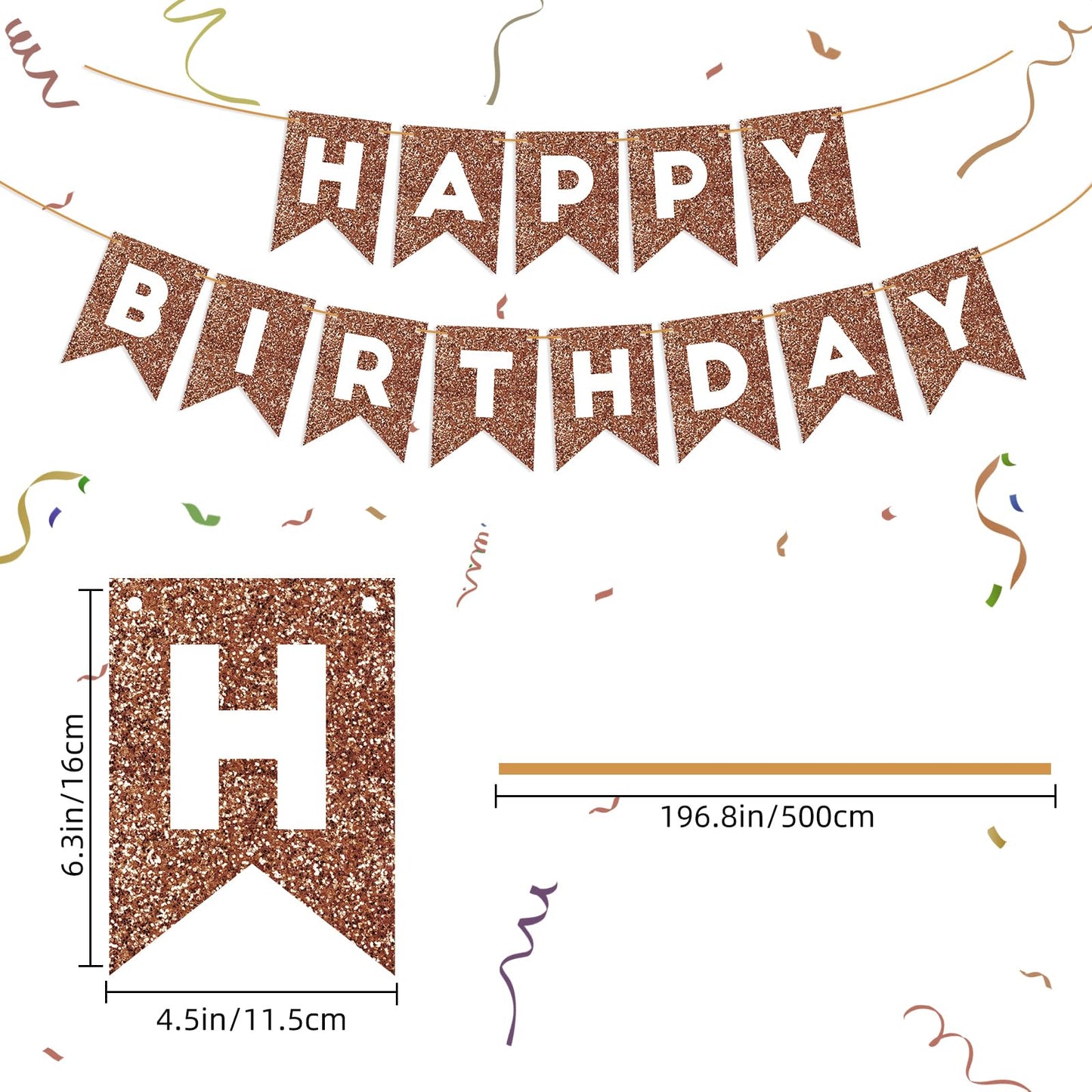 Brown Glitter Happy Birthday Banner Birthday Sign For Backdrop Brown Birthday Party Decorations For Boys Girls Happy Birthday Garland Bunting Banner Kids Adults Party Supplies