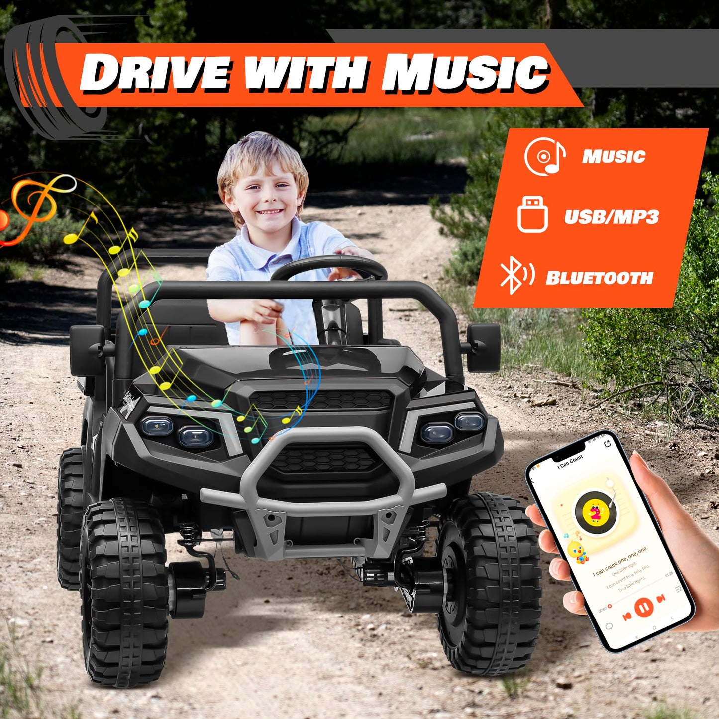 ANRLI 24V Ride on Car 4WD Golf Cart w/4X200W Motors, Gift Flower, 20'' XL 2 Seaters, 2.4G Remote Control, 4 Wheeler, Music, LED