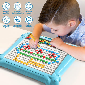 2-In-1 Large Magnetic Drawing Board For Toddlers Kids, Magnetic Color And Number Maze, Magnetic Dot Art Board For Kids, Montesso
