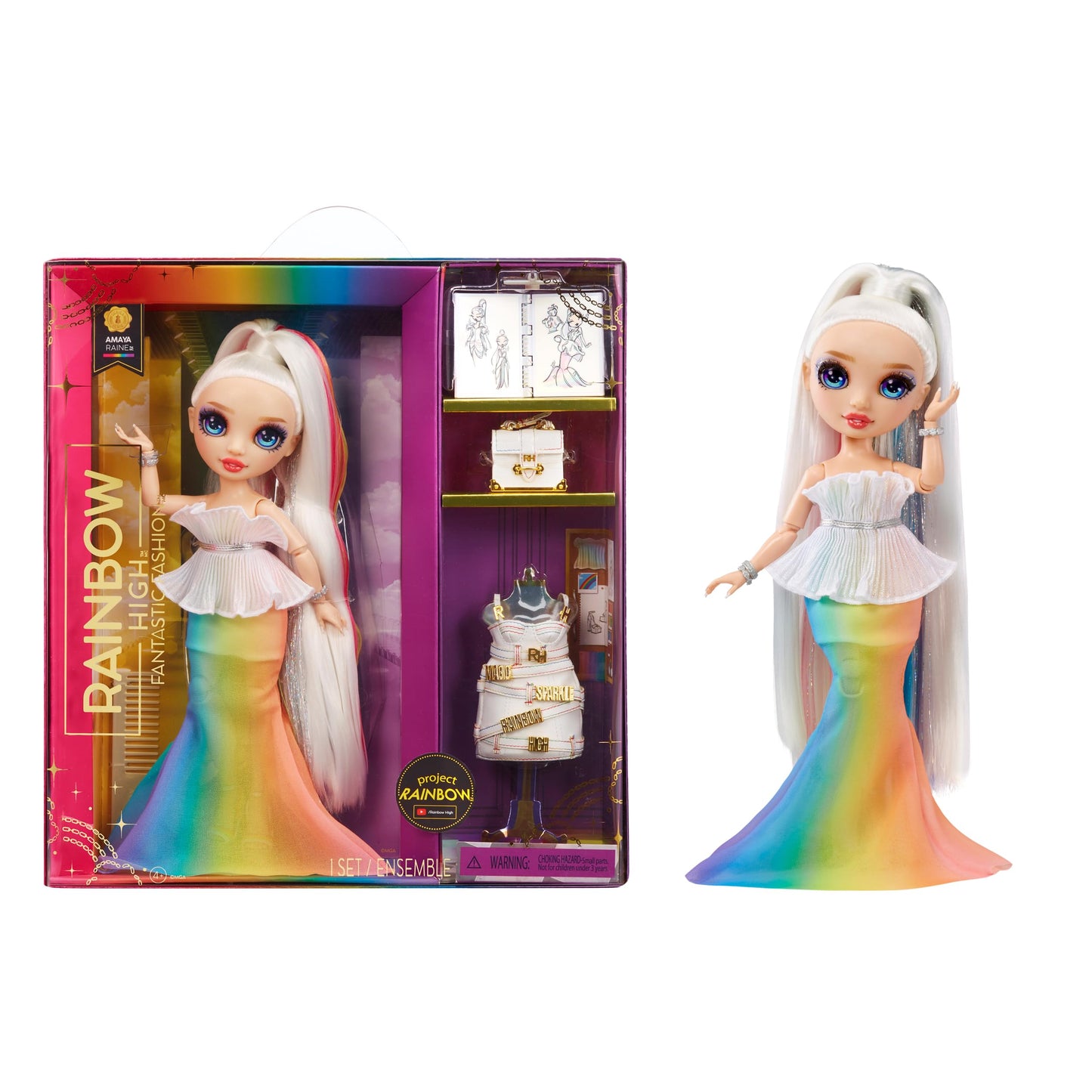 Rainbow High Fantastic Fashion Amaya Raine - Rainbow 11 Fashion Doll and Playset with 2 Complete Doll Outfits  and Fashion Play Accessories  Great Gift for Kids 4-12 Years Old-New