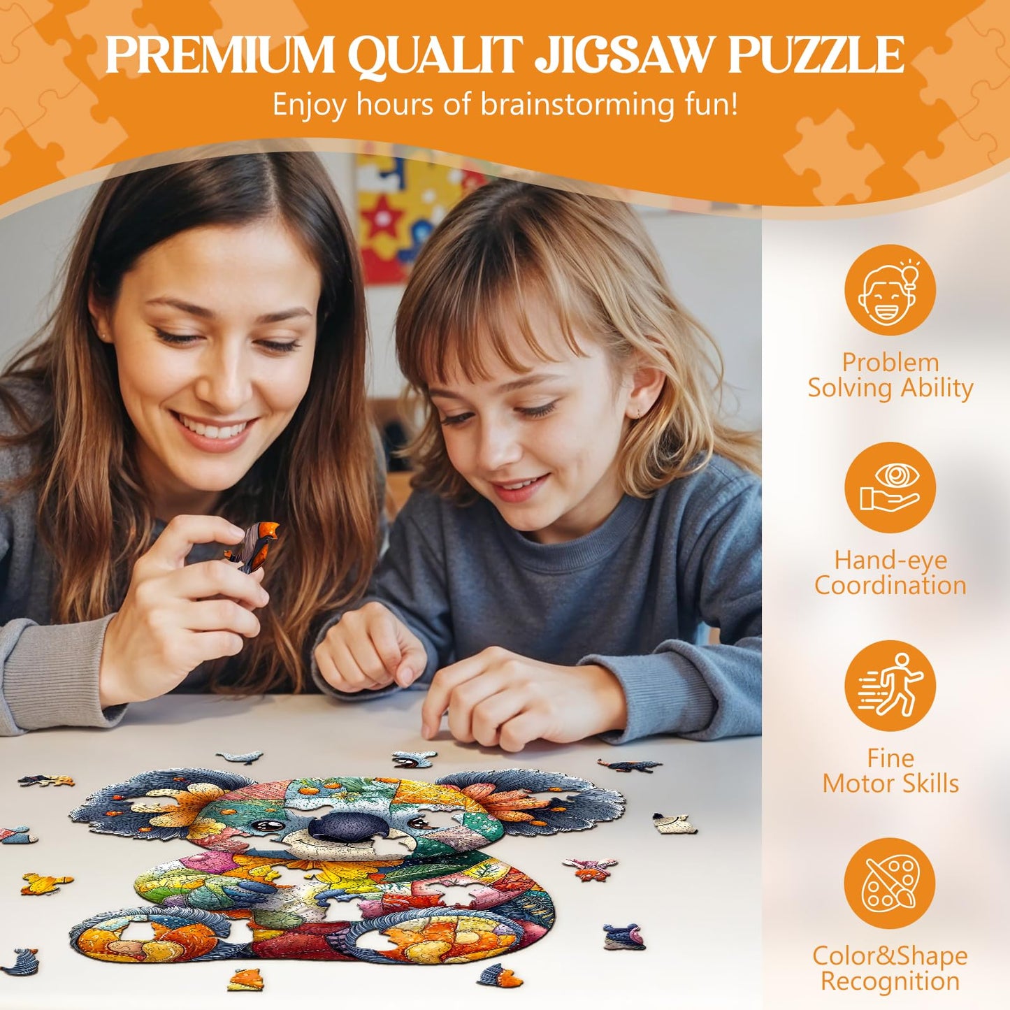 Wooden Puzzles for mature-themeds  Wooden Jigsaw Puzzles for mature-themeds Kids  Patchwork Koala Unique Shaped Wood Puzzles mature-themed  Creative Birthday Gifts for Friends Family Game (11.4 * 10.9in 200pcs)