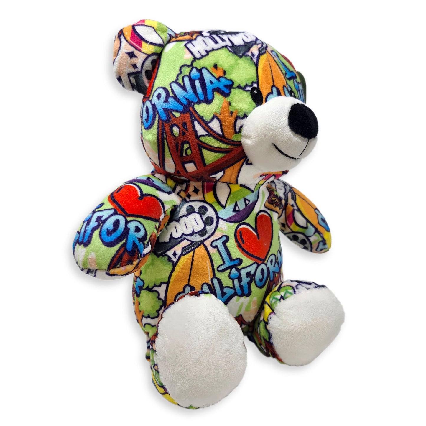 PLUSHOLOGY Plush Teddy Bear - Eco-Friendly Multicolored Stuffed Animal, 10" Tall, Soft Velboa for Kids & Adults, Model 156064