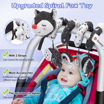 Fpvera Car Seat And Stroller Toys - Black And White Car Seat Toy High Contrast Baby Toys, Baby Plush Spiral Activity Toy For Cri