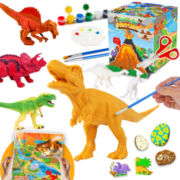 Funzbo Dinosaur Painting Kit - Dinosaur Toys For Kids 3, 4, 5, 6, 7,8 9 Years Old, Christmas Gifts For Kids, Painting Set For Kids, Art Set For Kids With Painting Tools, Art Supplies, Toys For Boys