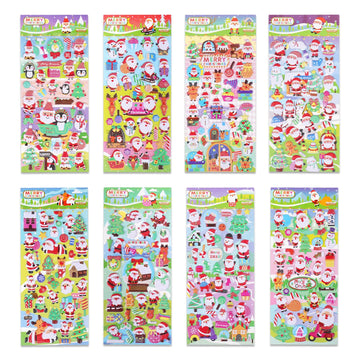 Christmas 3D Puffy Stickers For Kids Toddlers Crafts, Small Xmas Bulk Stickers For Cards Envelopes , Mini Foam Christmas Stickers With Glitter Santa Snowman Trees, Winter Holiday Stickers 8 Sheets.