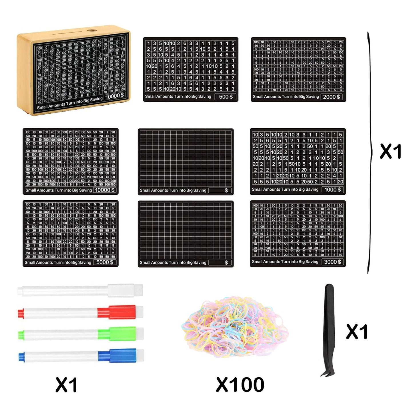 10000 Money Saving Box No Install Required Cash Vault Wooden Savings Challenge Box Piggy Bank for with $10000 $5000 $3000 $2000 $1000 $500 Target for Kids mature-themed Xmas Gift(8 Target Wood Color)