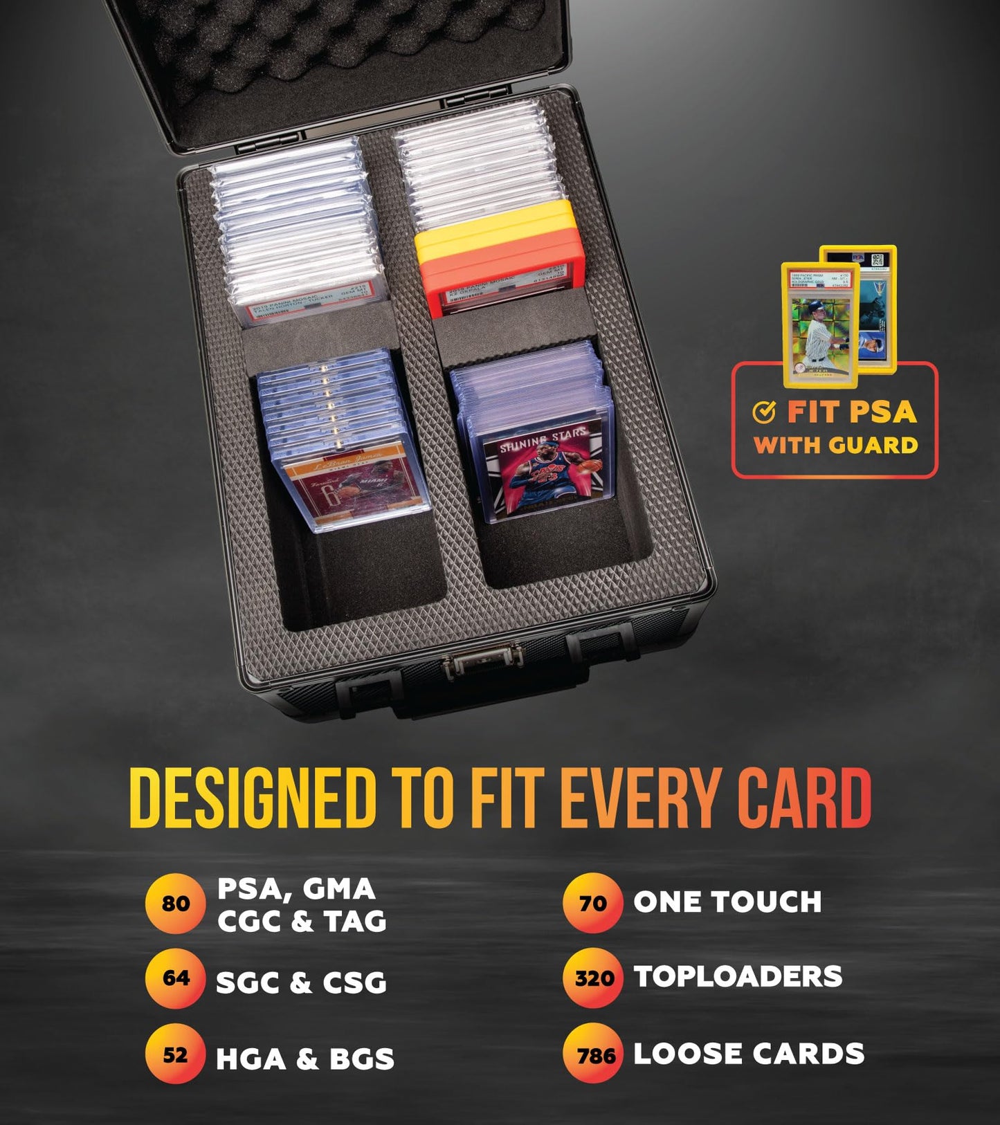 SLAB protective covering 2 Row Graded Card Storage Box PSA Card Slab Case For Graded cards Holds 80+ Slabs 2 Row Graded Card Case for PSA Slab Box Graded 2 Row Card Storage Box Sports Baseball Card Collector Gifts