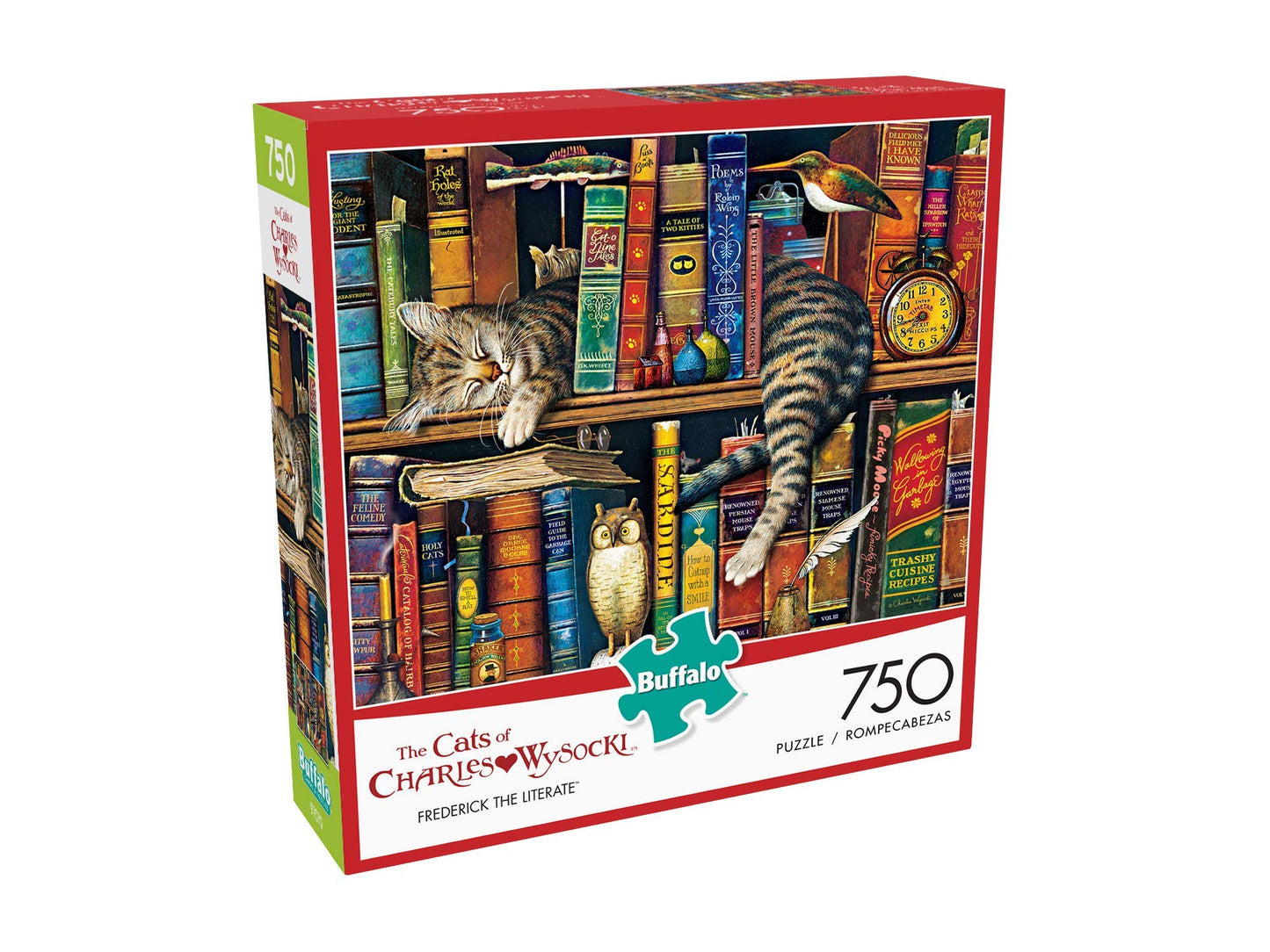 Buffalo Games Frederick the Literate 750 Piece Jigsaw Puzzle, Multicolor, 24"L X 18"W, Cardboard, Model 17077