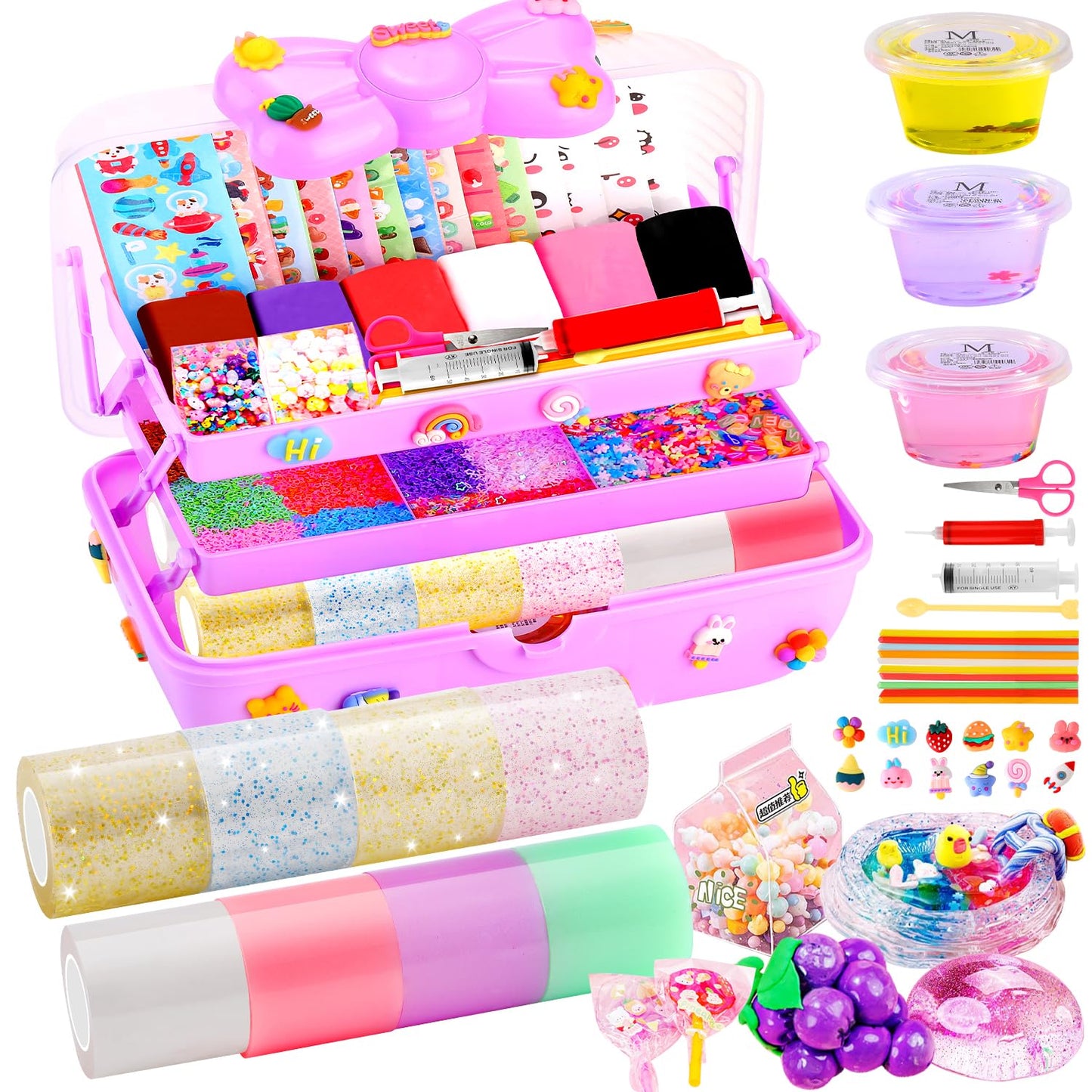 Lokuc Nano Tape Bubble Kit For Kids, 8 Rolls Nano Tape Squishy Maker Kit With Box, Nano Bubble Tape Kit With Syringe Instruction