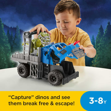 Fisher-Price Imaginext Jurassic World Dino Hauler Vehicle with T. rex, 5-Piece Playset, Multicolor, Ages 3+ Years, Model GVV50