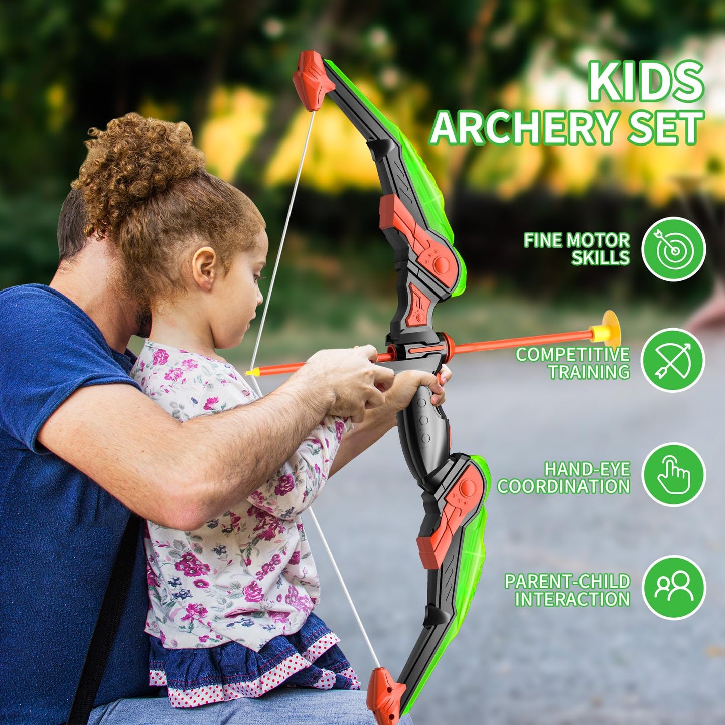 Temi Bow And Arrow Set For Kids With Led Lights-Archery Set With 10 Suction Cup Arrows, Quivers & Standing Target, Outdoor Toys For Kids Boys & Girls Ages 3-12 Years Old