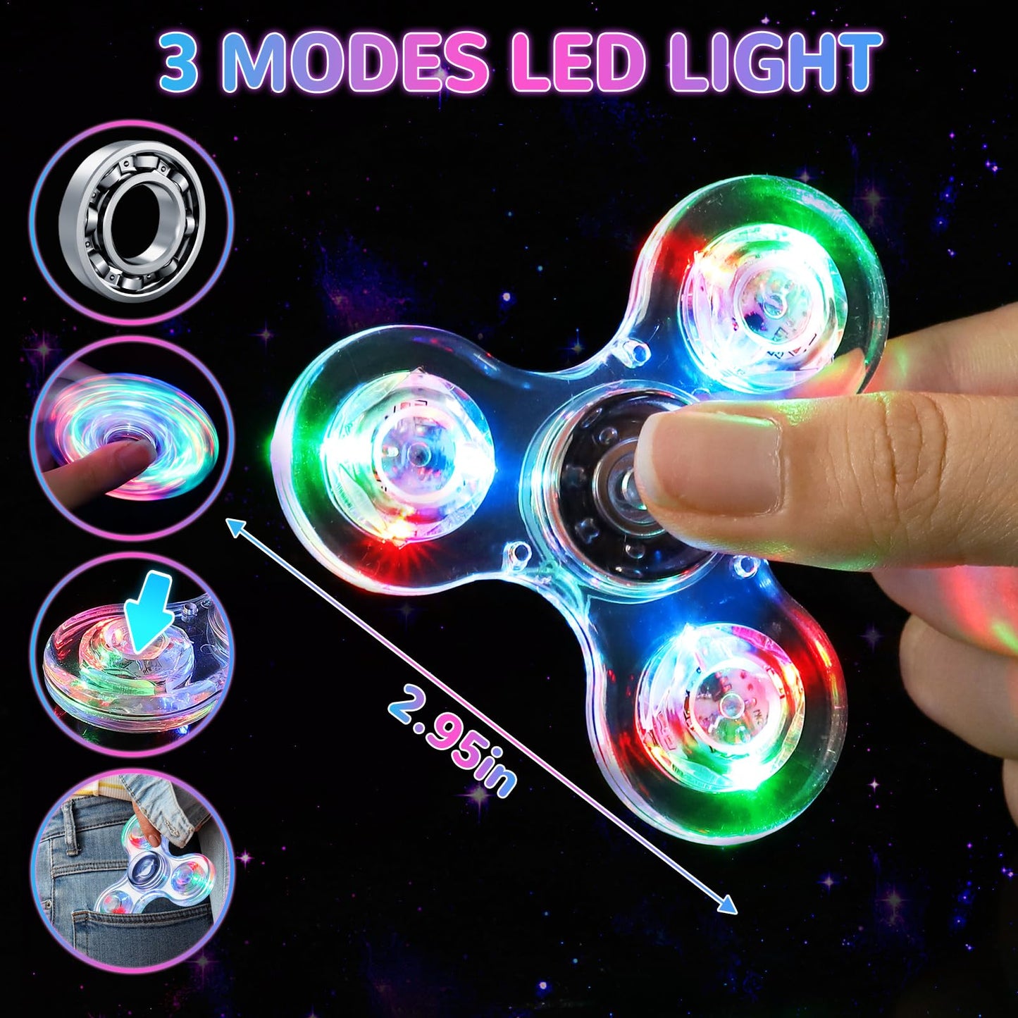 Gigilli Fidget Spinner For Kids Adults, Easter Basket Stuffers Classroom Light Up Sensory Fidget Toys For Kids 3-5 4-8, Glow In The Dark Hand Fidget Spinner For Adhd Autism Boys Girls Birthday Gifts