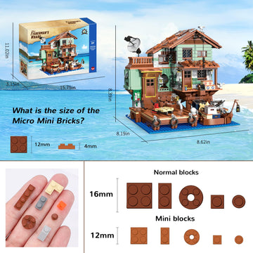 HSANHE Fisherman's Wharf House Mini Bricks Building Kit  Ideas Creative Architecture Building Toys Birthday Gift for mature-themed Boys Girls -2046 Pieces (Not Compatible with Lego Set)