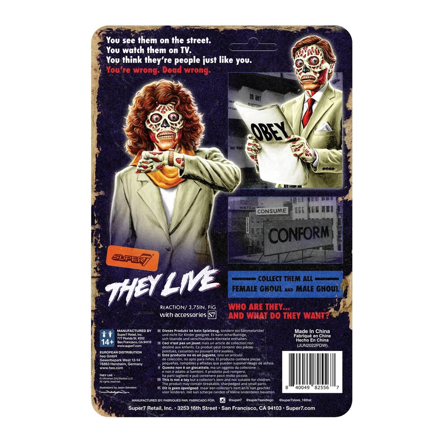 Super7 They Live Male Ghoul (Glow) - 3.75' They Live Action Figure With Accessories Classic Horror Collectibles And Retro Toys