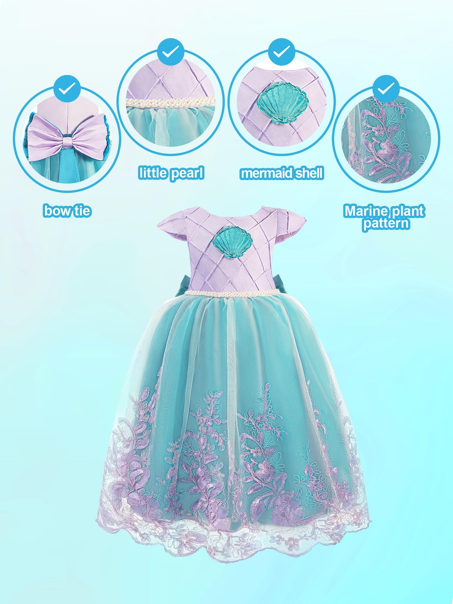 Uporpor Light Up Dress Princess Costume Girls Halloween Outfit For Toddler Christmas Dress For Teens Kids Birthday Party Carnival, 130