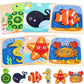 Lovestown 6Pcs Wooden Toddler Puzzles, Wooden Sea Animal Puzzles Montessori Jigsaw Puzzles Preschool Toy Gift For Kids Educational Developmental Toys