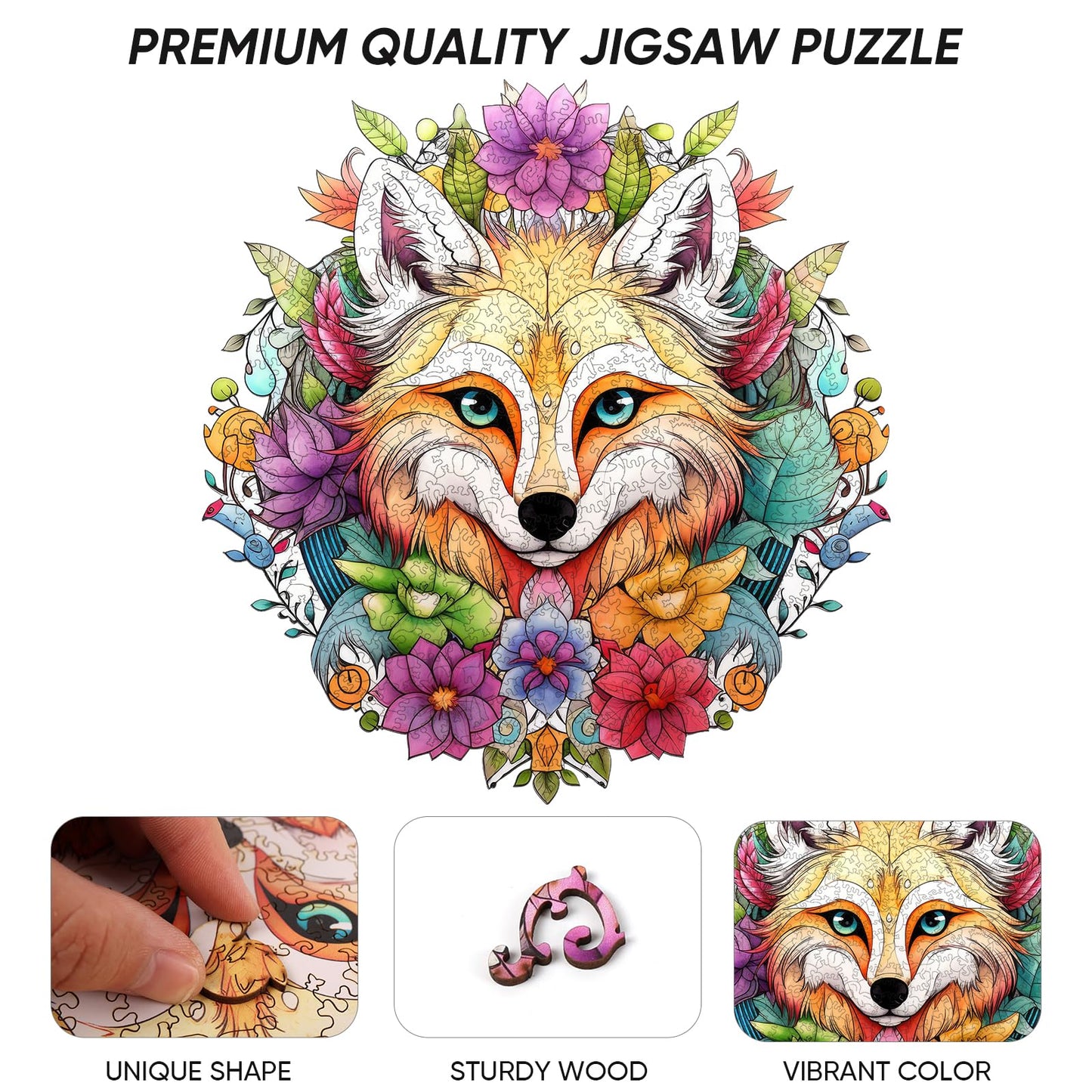 Qiuenisray Wooden Puzzles For Adults,Fox Wooden Jigsaw Puzzles 200Pcs,10.9X10.4Inch,Medium,Unique Shape Animal Adult Puzzles,Irr