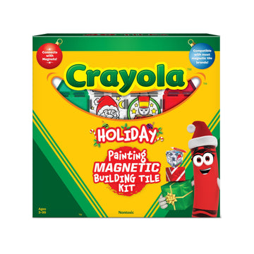 Createon Crayola Painton Holiday Magnetic Tiles, Magnetic Kids’ Building Toys, Stem Learning Travel Toys For Boys And Girls, 18-Piece Set